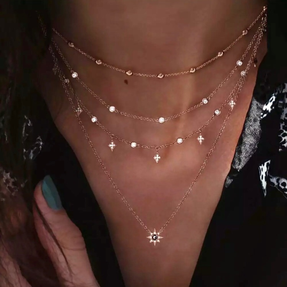 "The Southern Star" Boho Layered Diamond Necklace